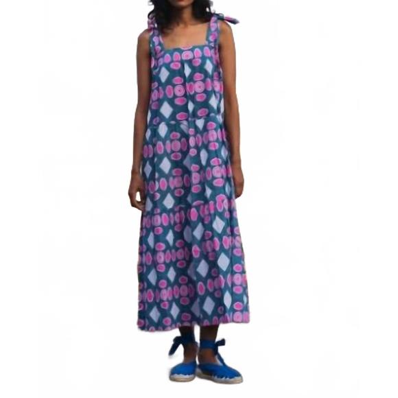 NEW SZ BLOCKPRINTS winslow dress in button print - Picture 1 of 4